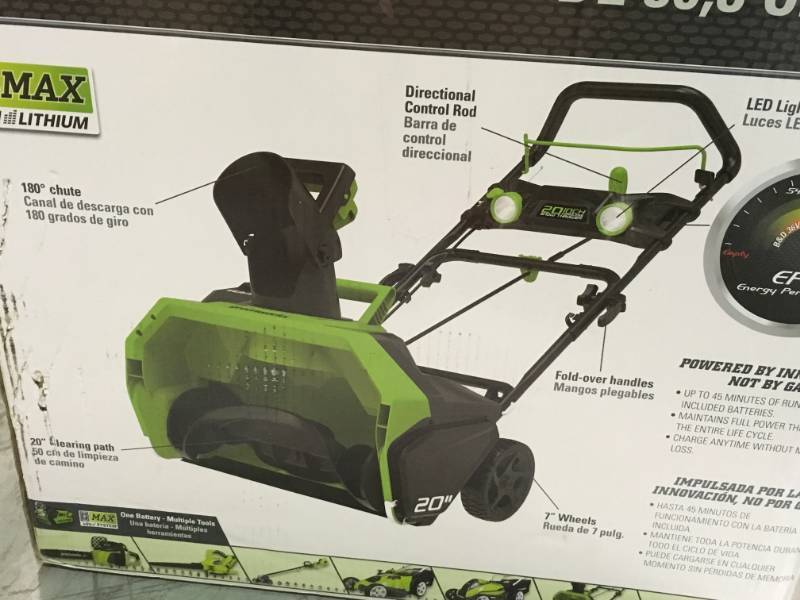 lot 97 image: Greenworks Digi-Pro GMAX 20 in. 40-Volt Cordless Electric Snow Blower - Battery and Charger Included not used