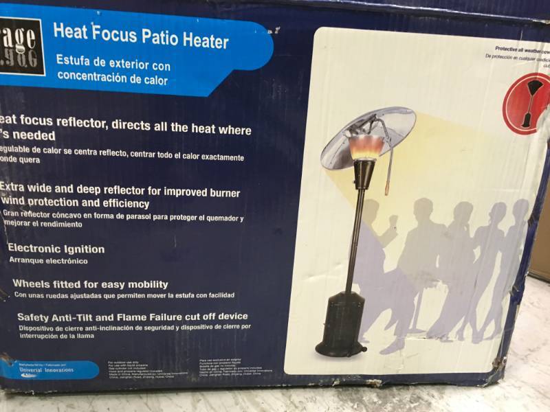 lot 100 image: Hampton Bay 38,200 BTU Bronze Heat-Focusing Propane Gas Patio Heater not used