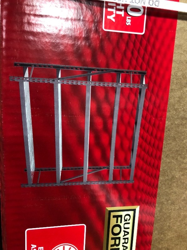 lot 101 image: Husky 90 in. H x 90 in. W x 24 in. D 5 Shelf Welded Steel Shelving Unit with Wire Deck in Black in good conditions