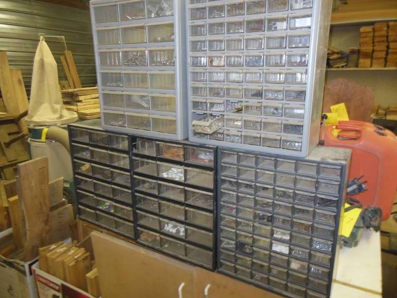 lot 36 image: 5 clear plastic bin cabinets.  2 60...
