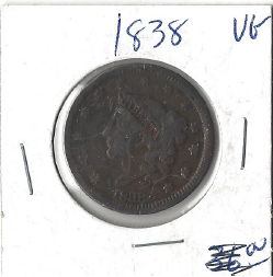 1838 Coronet Head Large Cent