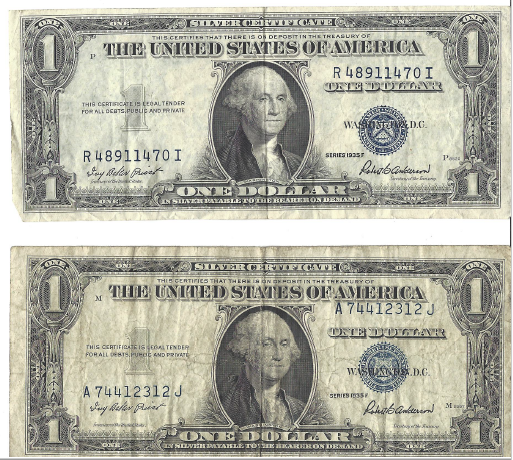 Two Dollar Silver Certificates - 1935 F & F