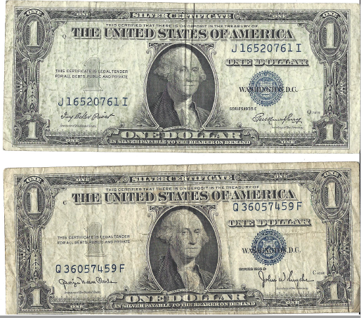 Two Dollar Silver Certificates - 1935 D &E
