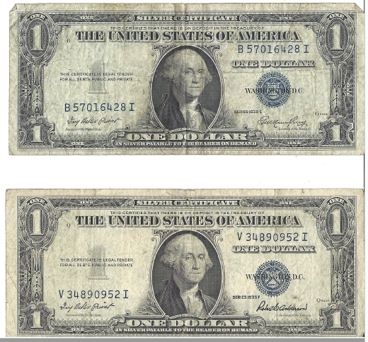 Two Dollar Silver Certificates - 1935 E & F