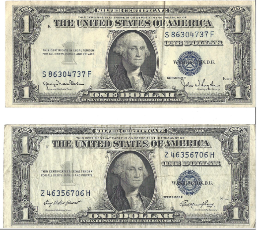 Two Dollar Silver Certificates - 1935 D &E