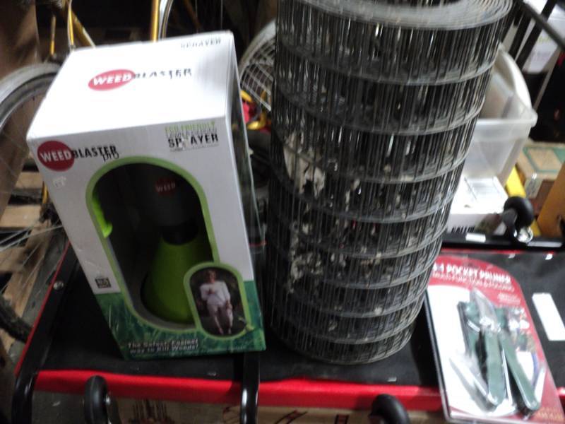 lot 25 image: wire fencing, weed blaster, and 8 i...