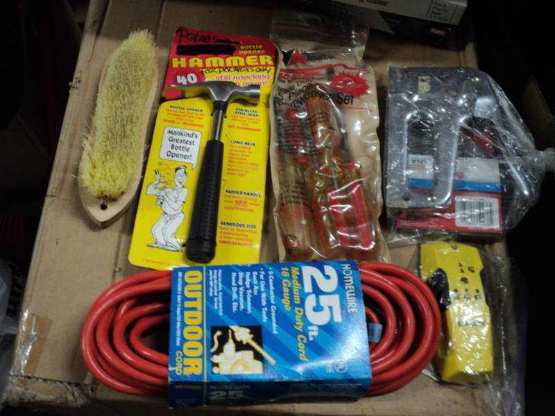 lot 81 image: hammer, screw driver set, stapler a...
