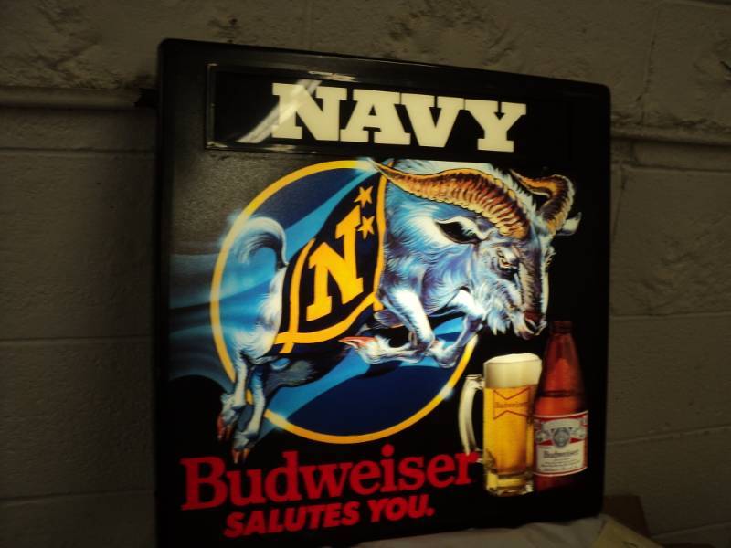 lot 125 image: Navy Budweiser light up Sign-works,...