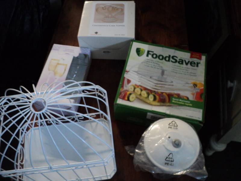 lot 137 image: bird cage, food saver and misc...