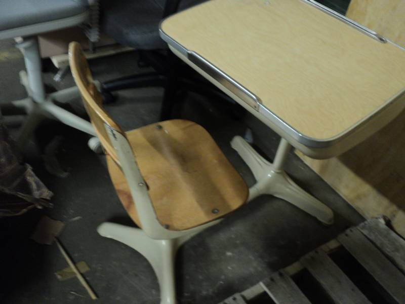 lot 169 image: Wood and metal desk and chair...