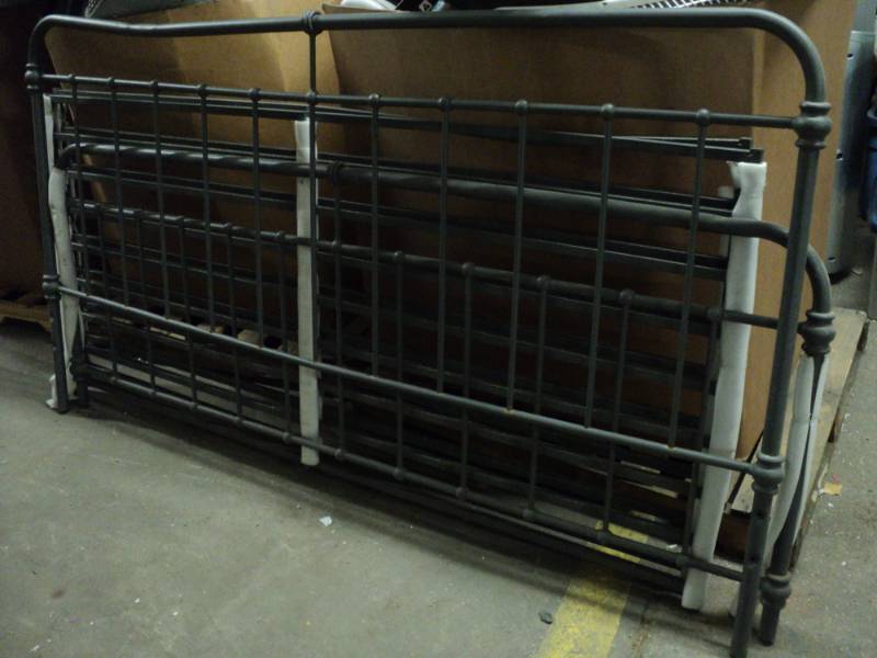 lot 174 image: King size metal grey bed...