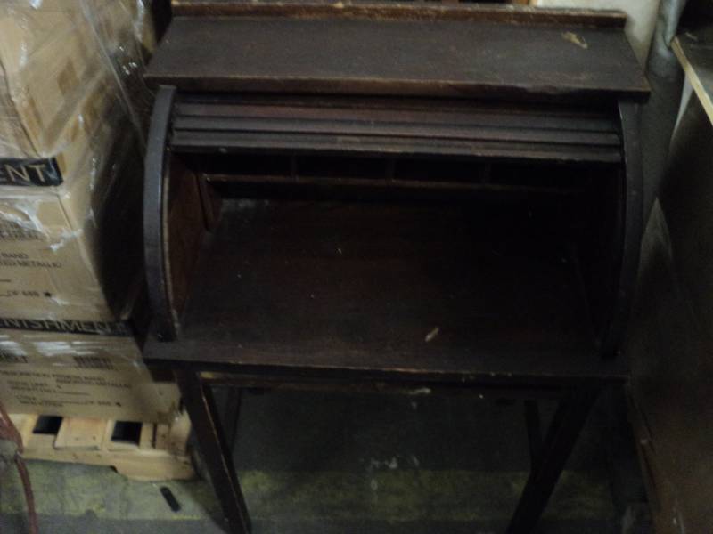 lot 196 image: small rolltop wood desk 23 x 16 x...