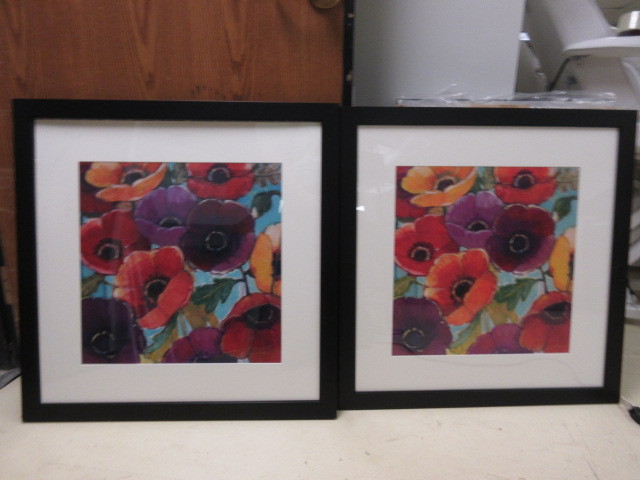 lot 407 image: PAIR OF FRAMED FLORAL ART