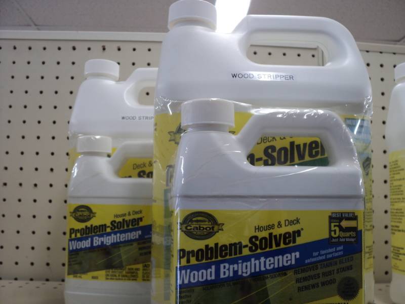 lot 14 image: 2 bottles of Cabot Wood Brightener ...