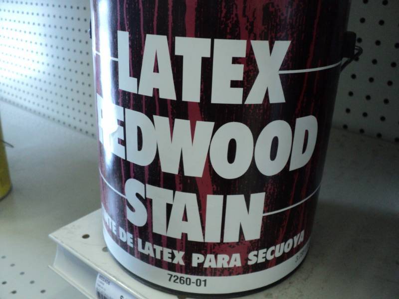 lot 19 image: 1 can of Latex Redwood Stain one g...