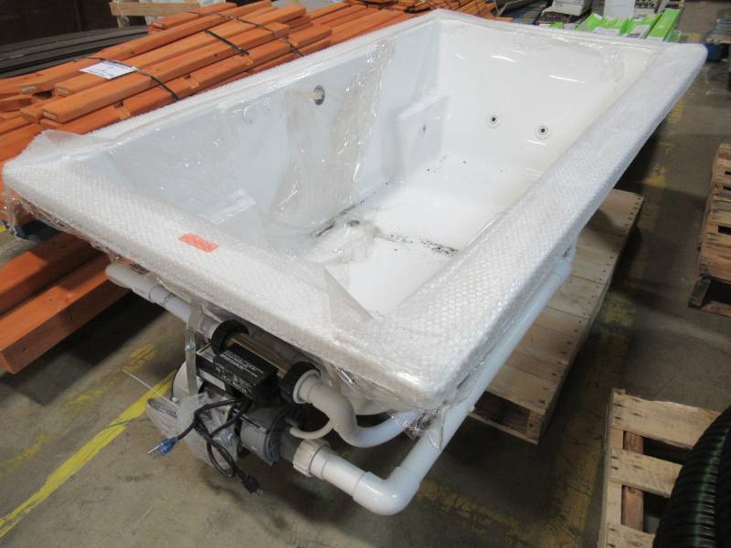 lot 4 image: American Standard Cadet 6 ft. x 42 in. Whirlpool Tub in White, 2774.018W.020 - Cracked
