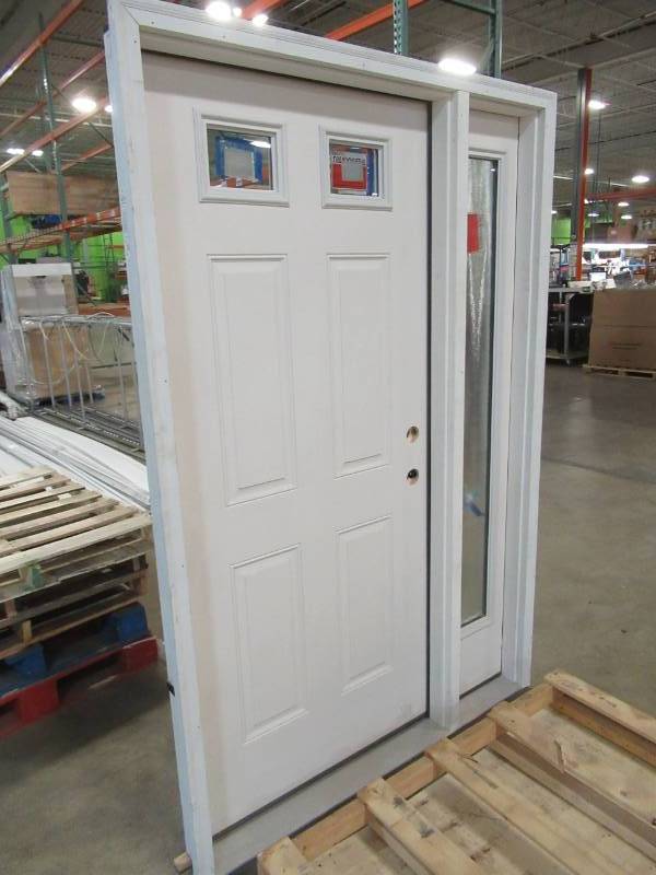 lot 5 image: Therma-Tru Benchmark Doors Left-Hand Inswing Ready to Paint Fiberglass Entry Door with Insulating Core and side light. (Common 36-in x 80-in Actual 37.5-in x 81.5-in) BMTTSFG1130LB