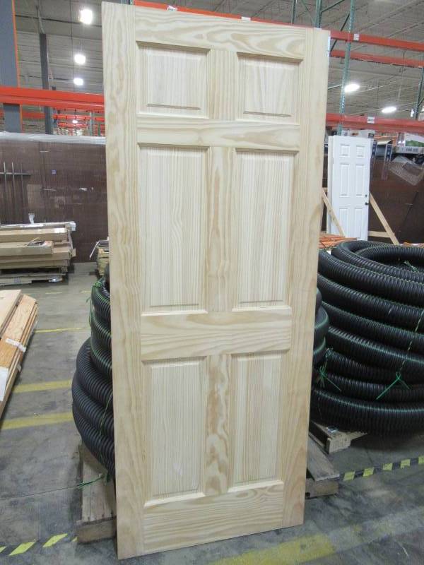 lot 22 image: Reliabilt 32 in. x 78 in. Pine Unfinished 6-Panel Wood Interior Door Slab - Not Bored