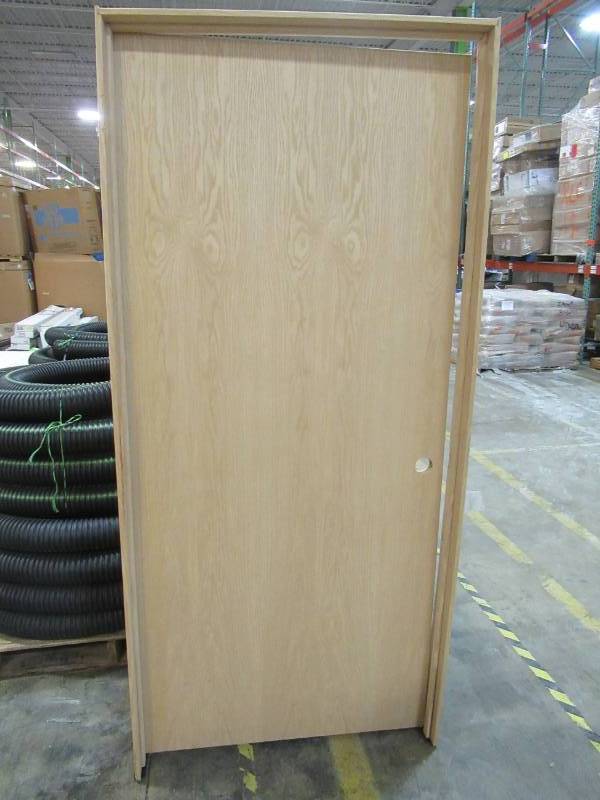 lot 34 image: Reliabilt Unfinished Prehung Oak Finish Hollow Core Door, Left Handed Inswing, 687696. 36