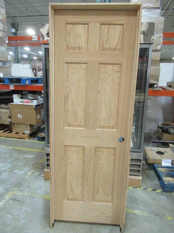 lot 45 image: Reliabilt Unfinished 6 Panel Oak Solid Wood Door, 28, Left Handed, 687700
