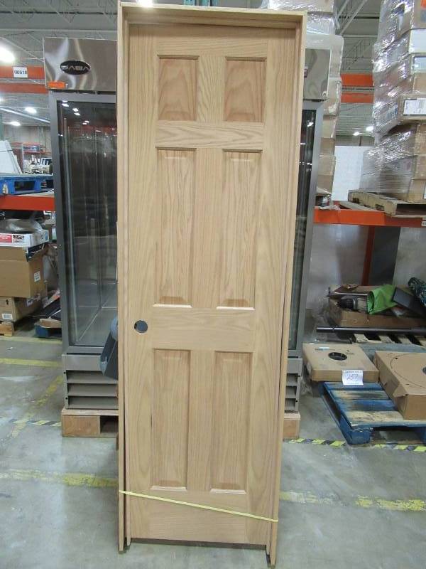 lot 47 image: Reliabilt Unfinished 6 Panel Oak Solid Wood Door, 24, Right Handed, 687697