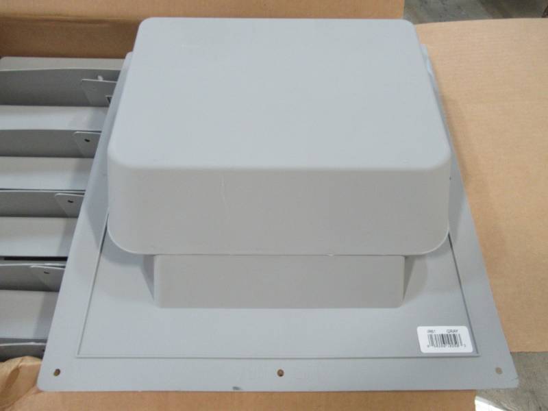 lot 53 image: Master Flow 37 in. NFA High Impact Resin Super Low-Profile Slant Back Roof Louver Static Vent in Gray, IR61G