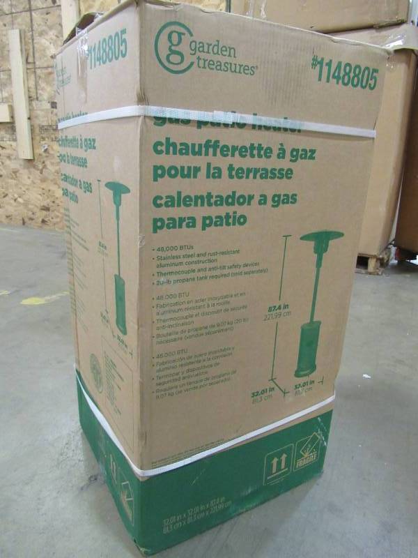 lot 78 image: Garden Treasures 48000-BTU Stainless Steel Floorstanding Liquid Propane Patio Heater NCZH-G-KMZMSS