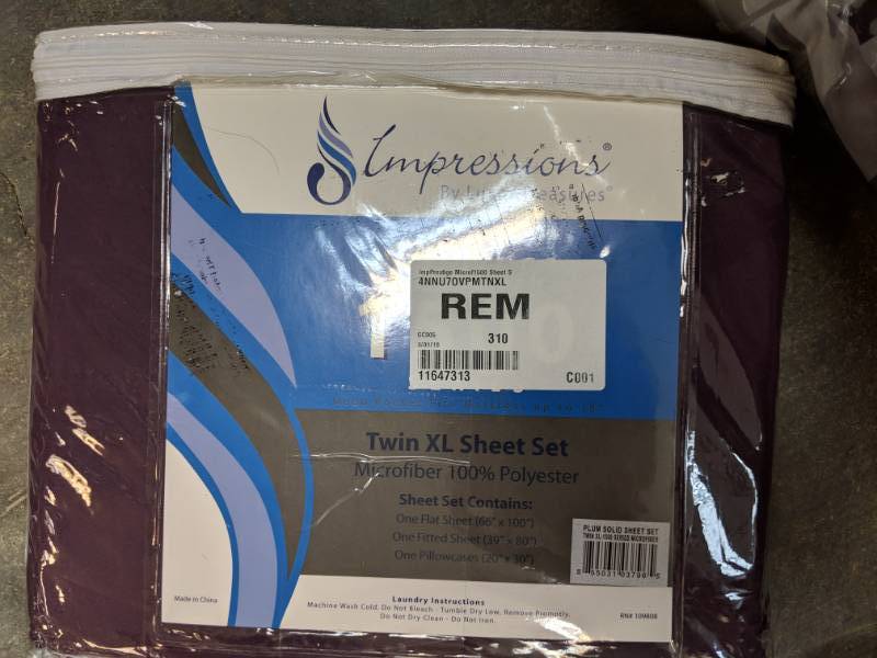 lot 155 image: Impressions 1500 Series Microfiber Solid Sheet Set - Twin XL Plum