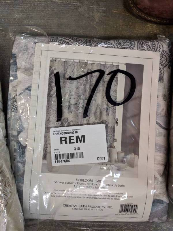 lot 170 image: Creative Bath Heirloom Collection Shower Curtain - Gray
