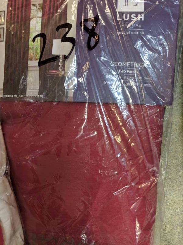 lot 238 image: Geometrica 108x84 Panel Pair - Merlot-Chocolate
