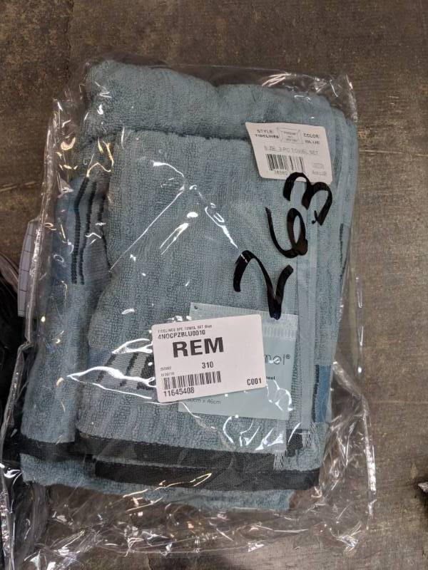 lot 263 image: Shell Rummel Tidelines 3pc Towel Set - Blue