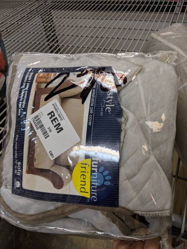 lot 270 image: Sure Fit Quilted Duck Pet Sofa Cover - Linen