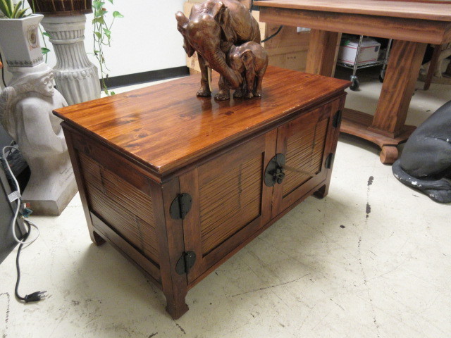 STORAGE CABINET & ELEPHANT STATUE