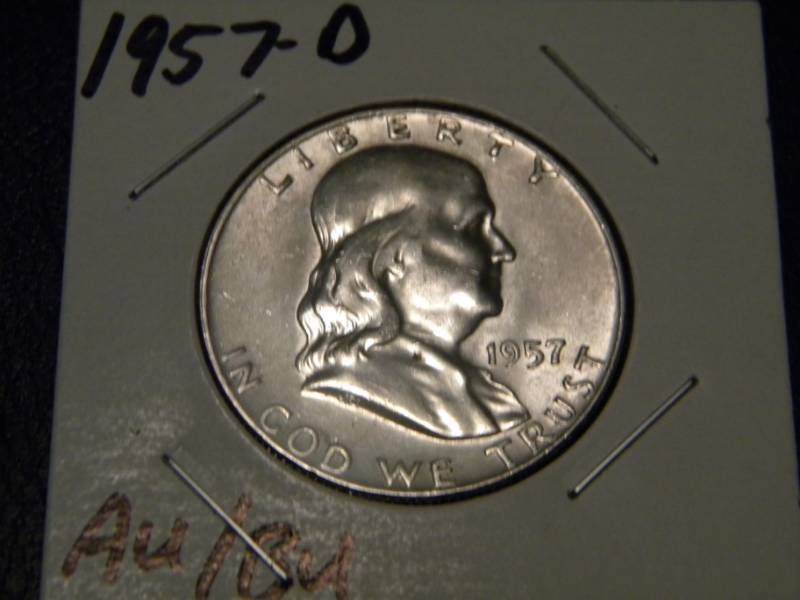 lot 32 image: 1957 D Franklin Silver Half Dollar