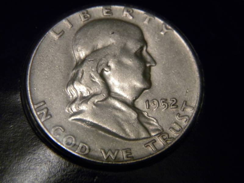 lot 38 image: 1952 Franklin Silver Half Dollar & 1976 13 cent Stamp on Card