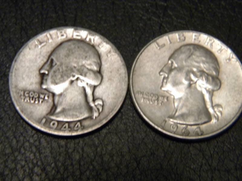 lot 46 image: 1944 & 1964 D Washington Silver Quarters
