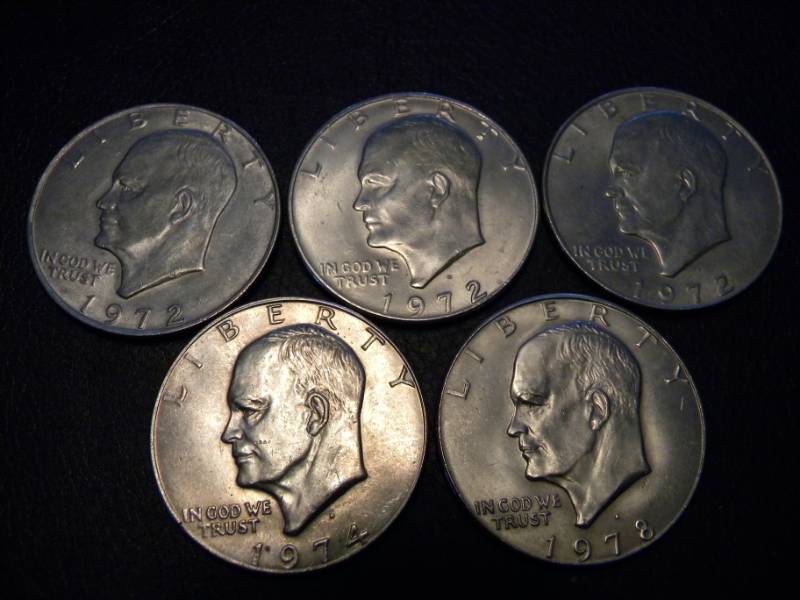 lot 64 image: 5 Eisenhower Dollars