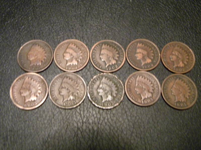 lot 71 image: 10 Indian Head Pennies