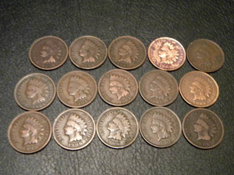 lot 73 image: 15 Indian Head Pennies