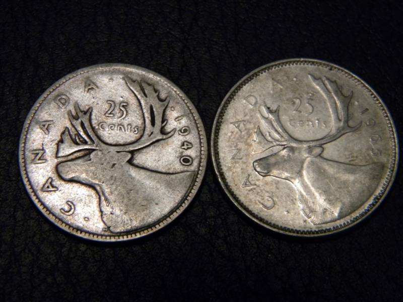 lot 81 image: 2- 80% Silver Canadian Quarters