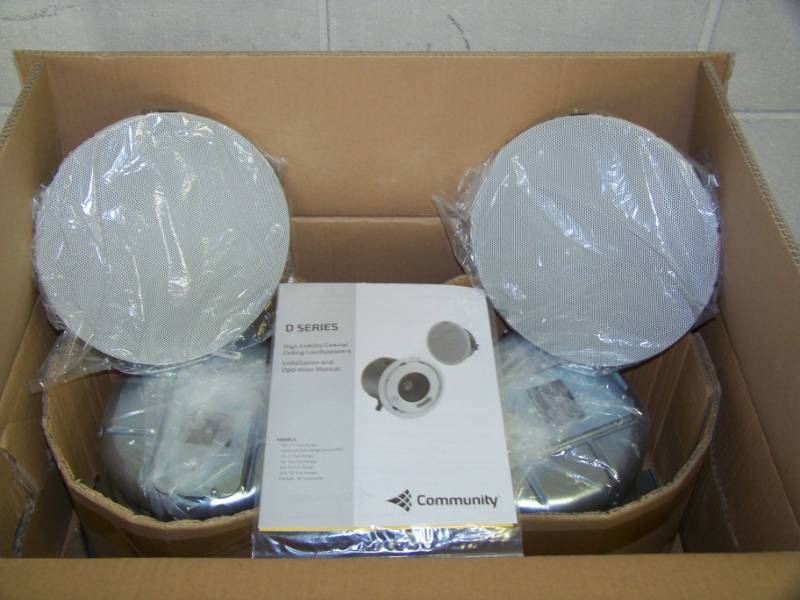 lot 39 image: (2) Community, 6.5, 2-Way, High Output, Distributed Design In-Ceiling Speakers  Loudspeakers - NEW in Original, Open Box