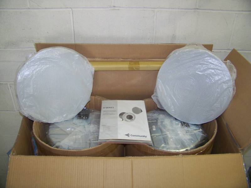 lot 40 image: (2) Community, 10, 2-Way, High Output, Distributed Design In-Ceiling Speakers  Loudspeakers - NEW in Original, Open Box
