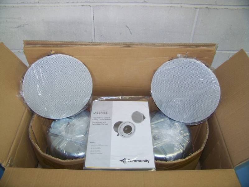 lot 38 image: (2) Community, 6.5, 2-Way, High Output, Distributed Design In-Ceiling Speakers  Loudspeakers - NEW in Original, Open Box
