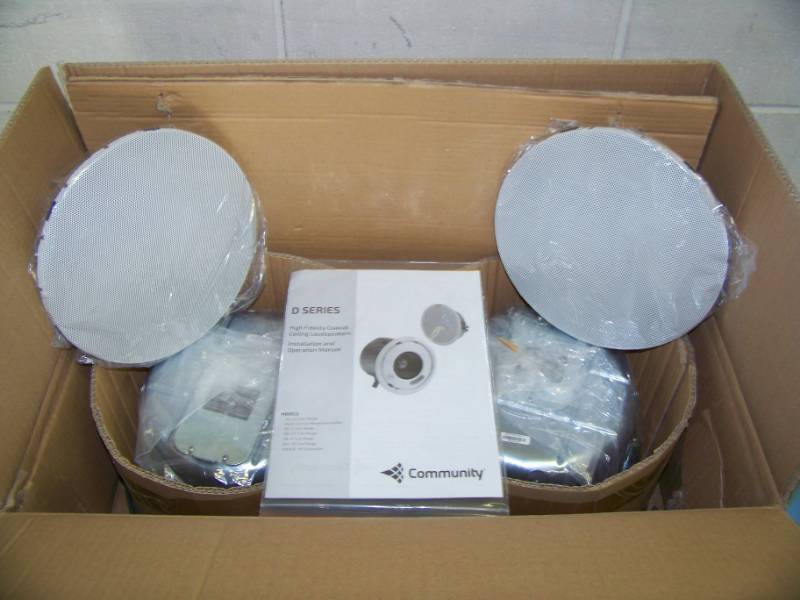 lot 37 image: (2) Community, 6.5, 2-Way, High Output, Distributed Design In-Ceiling Speakers  Loudspeakers - NEW in Original, Open Box