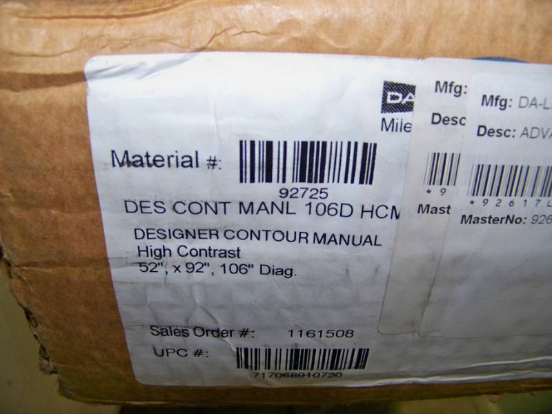 lot 67 image: Da-Lite, Designer Contour, 106 Diagonal, High Contrast, Manual Projection  Movie Screen - BRAND NEW in Original Box