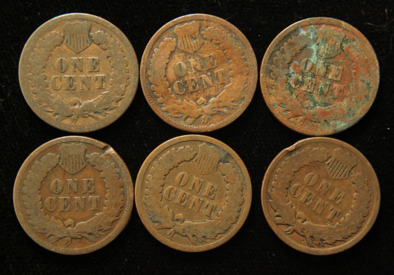 6 INDIAN HEAD CENTS 1887 1888 1889 1890 1891 1900