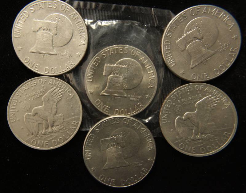 GROUP OF 6 EISENHOWER DOLLARS AS PICTURED