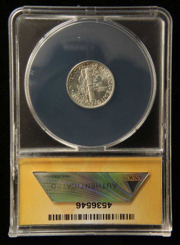 1943 MERCURY DIME MS66 FSB ANACS HIGH GRADE COIN