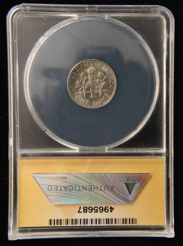 1950-D ROOSEVELT SILVER DIME MS64 FSB ANACS