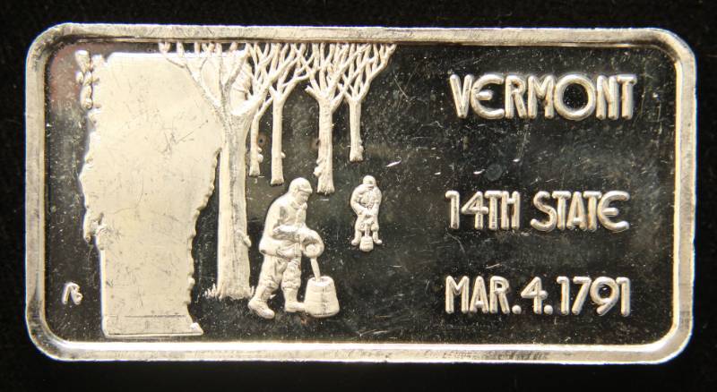 1 TROY OZ. .999 FINE SILVER BAR 50 STATES SERIES VERMONT